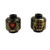 	Minifigure, Head Alien Robot with Gold Armor Plates and Large Red and Orange Eye Pattern - Vented Stud
