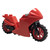 Motorcycle Sport Bike with Black Frame, Red Wheels and Light Bluish Gray Handlebars