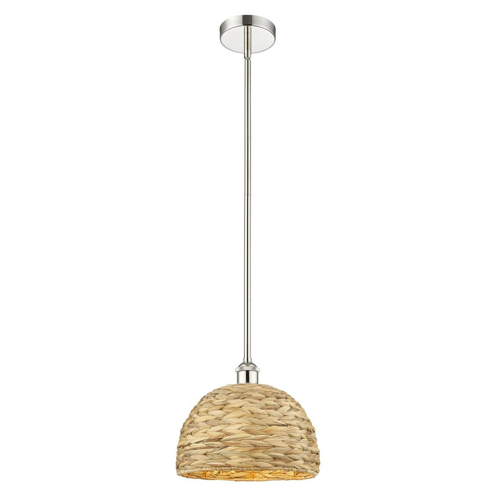 Woven Rattan 1 Light Stem Hung Mini Pendant 12 Inch Wide by Innovations - 616-1S-RBD-12