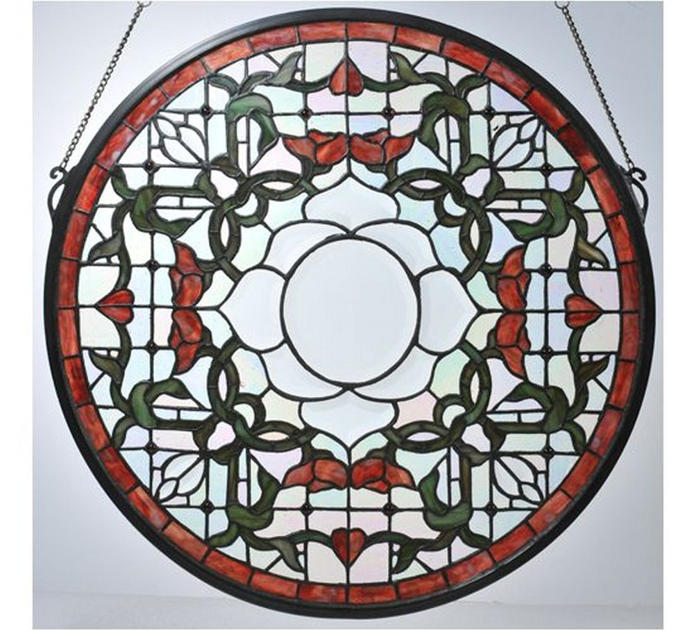 20 Inch Tulip Bevel Medallion Stained Glass Window by Meyda Tiffany - 990-GW