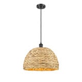 Woven Rattan 1 Light Mini Pendant 13 and 15.75 Inch Wide by Innovations - 516-1P-RBD-16