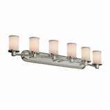 Textile Rondo 6 Light Vanity Light by Justice Design - FAB-8516-10-WHTE