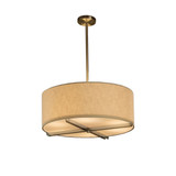 Textile Crossbar 6 Light Crem Large Pendant by Justice Design - FAB-9522-CREM