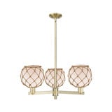 Farmhouse Rope 3 Light Stem Hung Chandelier 12X 30 Inch Wide by Innovations - 716-3CR-G12-8R