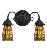 Tiffany Acorn 2 Light Wall Sconce 14.5 Inch Wide by Meyda Tiffany - 74050-2WS