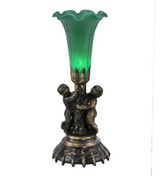 Twin Cherub - 12 Inch One Light Pond Lily Mini Table Lamp by Meyda Tiffany - 11428-TC