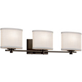 Textile Era 3 Light Oval Whte Vanity Light by Justice Design - FAB-8443-30-WHTE