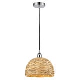 Woven Rattan 1 Light Cord Hung Mini Pendant 10.75 Inch by Innovations - 616-1P-RBD-12