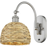 Woven Rattan 1 Light Adjustable Swing Arm Wall Sconce 12.25 by Innovations - 518-1W-RBD-8