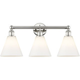 Berkshire Glass 3 Light Round Bath Vanity 12.25X26 Inch Wide by Innovations - 616-3W-GBC-8