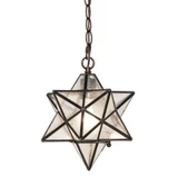 Moravian Star Beige Iridescent 1 Light Mini Pendant by Meyda Tiffany - 1212-1MP