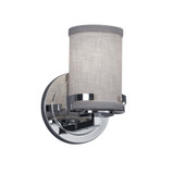 Textile Atlas 1 Light Cylinder Gray Wall Sconce by Justice Design - FAB-8451-10-GRAY