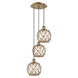 Farmhouse Rope 3 Light Cord Hung Pendant 31X 14.75 Inch Wide by Innovations - 113B-3P-G12-8R
