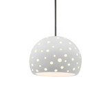 Perforated Globe 1 Light Stem Pendant 10 Inch Wide by Justice Design - CER-6583-RIGID