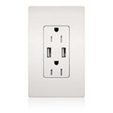 Claro 15A USB Receptacle by Lutron - CAR-15-UBTR
