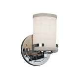 Textile Atlas 1 Light Cylinder Whte Wall Sconce by Justice Design - FAB-8451-10-WHTE