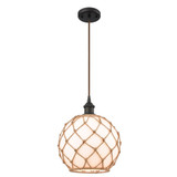 Farmhouse Rope 100W 1 LED Cord Hung Mini Pendant 12X10 Inch by Innovations - 516-1P-G12-10R-LED