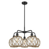 Farmhouse Rope 5 Light Stem Hung Chandelier 26.5 Inch Wide by Innovations - 516-5CR-G12-8R