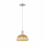Natural Ballston Dome 1 Light Cord Mini Pendant 9 Inch Wide by Innovations - 716-1P-NBD2-9
