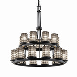Wire Glass Dakota 21 Light Large 2 Tier Chandelier by Justice Design - WGL-8767-10-GRCB