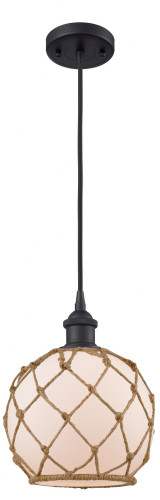 Farmhouse Rope 1 Light Cord Hung Small Pendant 10 Inch Tall by Innovations - 516-1P-G12-8R