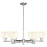 White Venetian 6 Light Stem Hung Chandelier 35.75 Inch Wide by Innovations - 716-6CR-G1217-6