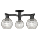 Athens 3 Light Basketweave Semi Flush Mount 23.38 Inch Wide by Innovations - 716-3F-G122C-6