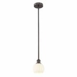 White Venetian 1 Light Stem Hung Mini Pendant 7.5 Inch Tall by Innovations - 616-1S-G1217-6