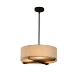 Textile Crossbar 3 Light Crem Large Pendant by Justice Design - FAB-9521-CREM