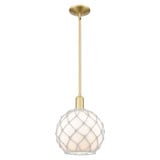 Farmhouse Rope 1 Light Stem Hung Mini Pendant 12.63 Inch by Innovations - 716-1S-G12-10R
