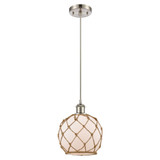 Farmhouse Rope 100W 1 LED Cord Hung Mini Pendant 10 and 8 by Innovations - 516-1P-G12-8R-LED