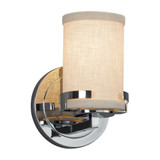 Textile Atlas 1 Light Cylinder Crem Wall Sconce by Justice Design - FAB-8451-10-CREM