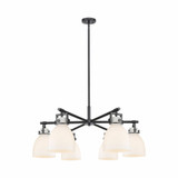Newton Bell 6 Light Stem Hung Chandelier 26 Inch Wide by Innovations - 411-6CR-G412-7