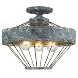 Ferris 3 Light 15 Inch Wide Semi Flush Mount by Golden - 7856-SF