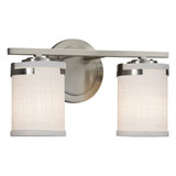 Textile Atlas 2 Light Cylinder Whte Vanity Light by Justice Design - FAB-8452-10-WHTE