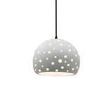 Perforated Globe 1 Light Cord Pendant 6 X 7 Inch Wide by Justice Design - CER-6580