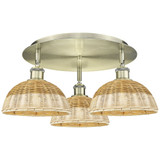 Bristol Natural II 3 Light Flush Mount 9.5X 20.75 Inch Wide by Innovations - 516-3C-NBD2-9
