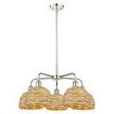 Woven Rattan 5 Light Stem Hung Chandelier 26.5 Inch Wide by Innovations - 516-5CR-RBD-8