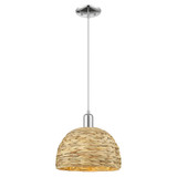 Woven Rattan 1 Light Cord Hung Mini Pendant 12 Inch Wide by Innovations - 716-1P-RBD-12