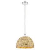 Woven Rattan 1 Light Stem Hung Mini Pendant 12.5 Inch Tall by Innovations - 616-1S-RBD-16
