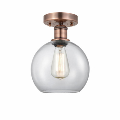 Athens 1 Light Semi Flush Mount 12 Inch Tall and 8 Inch Wide by Innovations - 616-1F-AC-G122-8