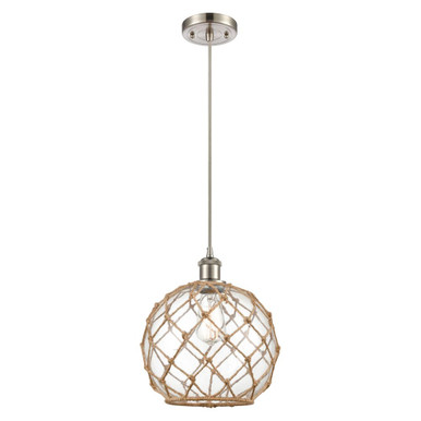 Farmhouse Rope 100W 1 LED Cord Hung Mini Pendant 12X10 Inch by Innovations - 516-1P-G12-10R-LED