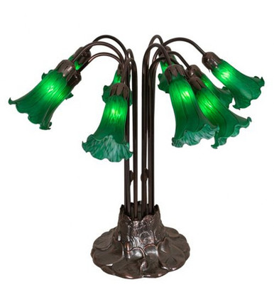 Green Pond Lily Ten Light Table Lamp by Meyda Tiffany - 14382