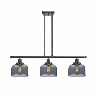 Bell 3 Light Stem hung Island 11 Inch Tall and 36 Inch Wide by Innovations - 916-3I-BK-G73