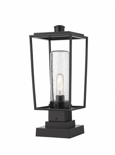 Sheridan 1 Light Outdoor Pier Mount with Seedy Glass 19.75 x 8 In by Z-Lite - 594PHMS-SQPM-BK