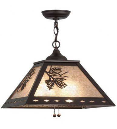 Winter Pine 2 Light Square Pendant 16 x 22.5 Inches by Meyda Tiffany - 156972