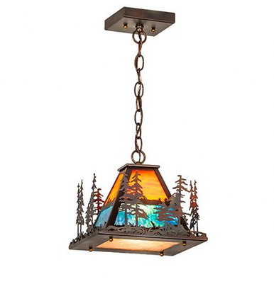 1 Light Square Pendant 13 Inches Tall and 14 Inches Wide by Meyda Tiffany - 256256