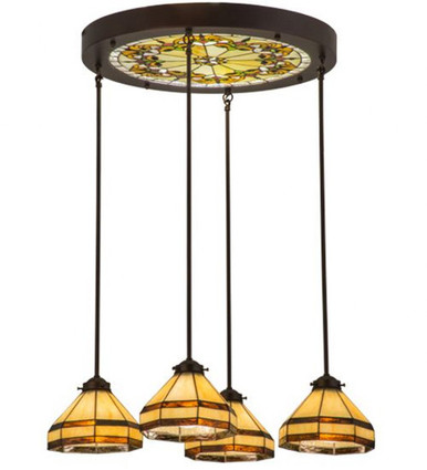 Middleton Art Glass Ceiling Medallion 4 Light Pendant 36 x 27 Inch by Meyda - 159298
