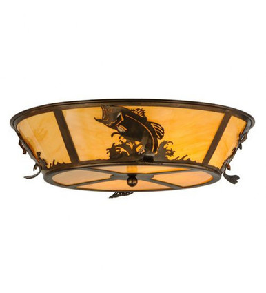 Leaping Bass 4 Light Flush Mount 7 x 22.25 In by Meyda Tiffany - 145718