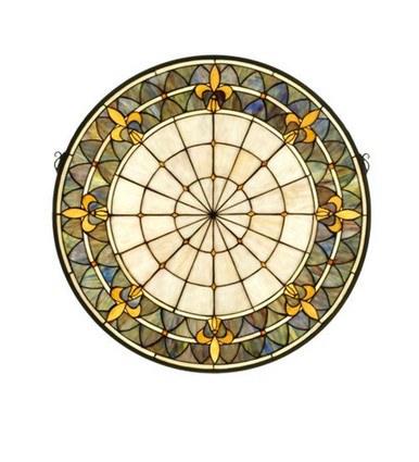 Fleur De Lis 30 Inch Stained Glass Window by Meyda Tiffany - 82455